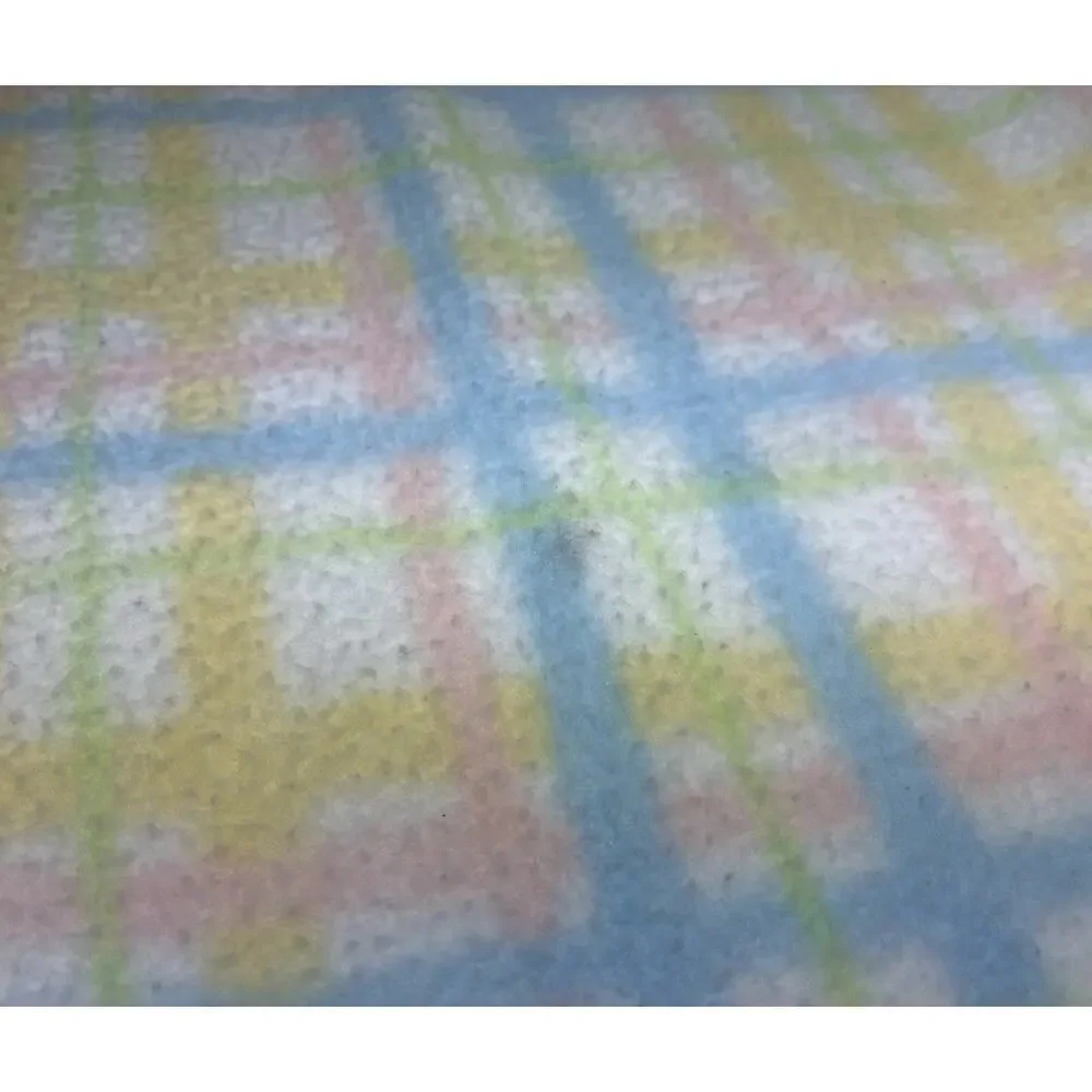Martha Stewart Everyday Baby Blanket Pastel Plaid White Pink Blue Yellow